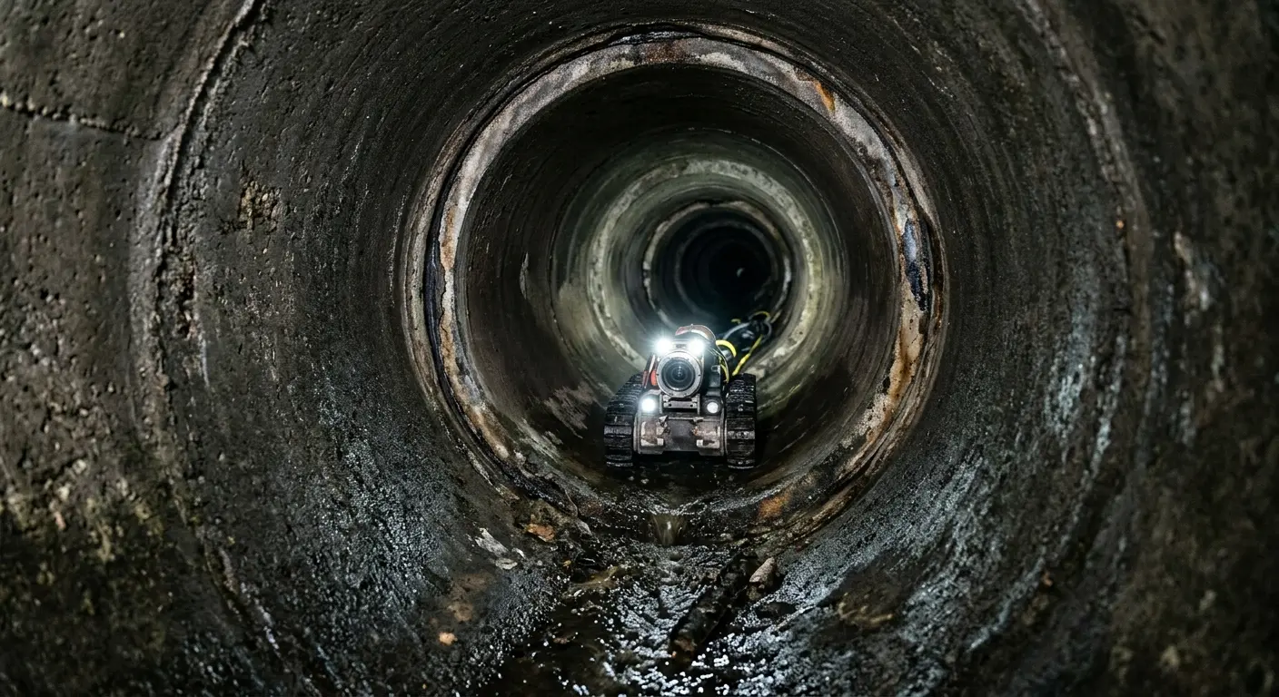 Robotic sewer camera inspecting pipe interior for Sewer Line Repair in Ripon